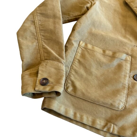 Leon & Harper Button-Down Camel Jacket Patch Pocket w/ Clover Pin Size Medium - Picture 3 of 12